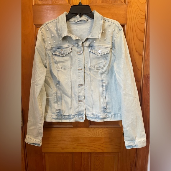 “Wife of the Party” Jean Jacket w/ Pearl Detail - Picture 3 of 6